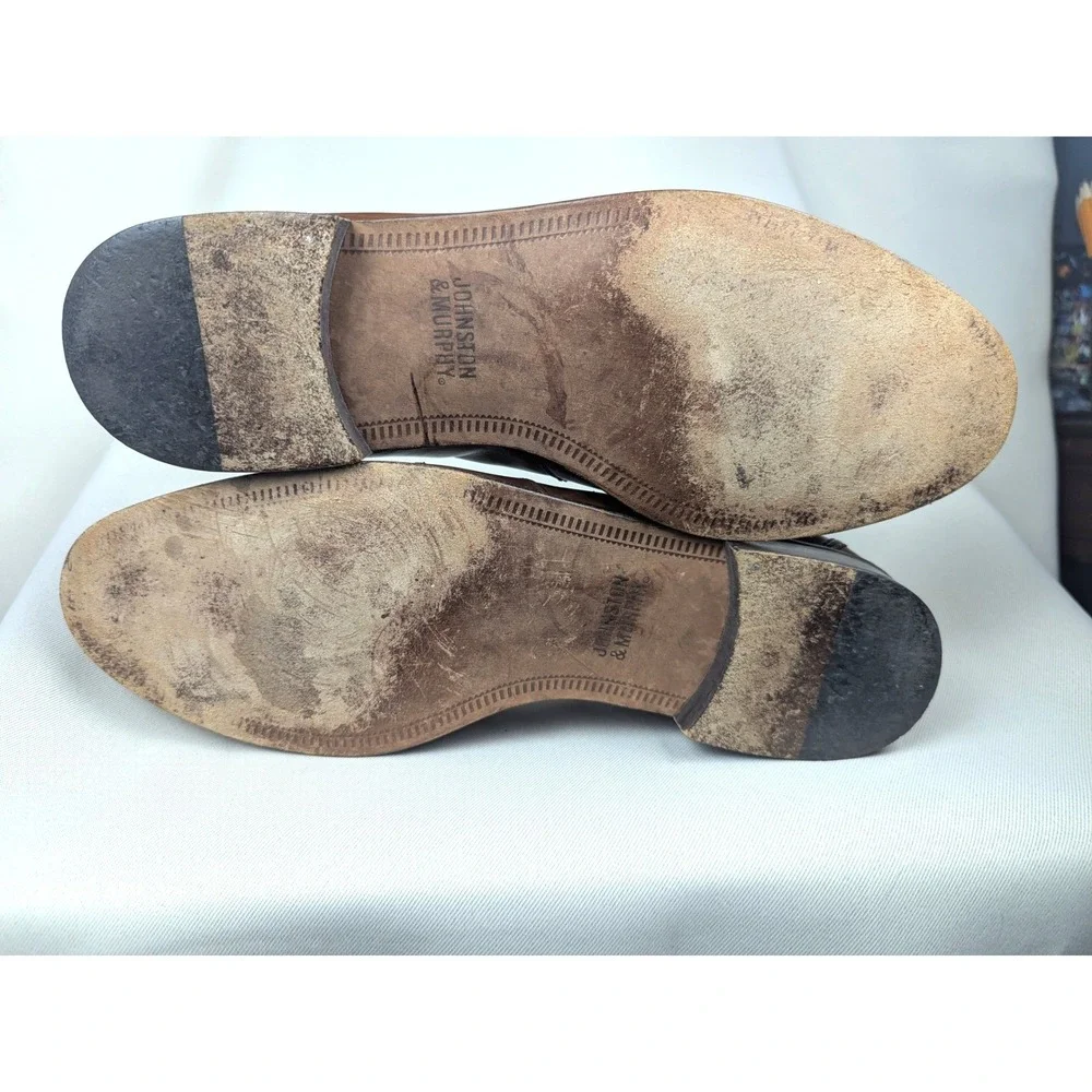 11.5 N Vintage Johnston & Murphy Men's Kiltie Tassel Loafers Brown Leather